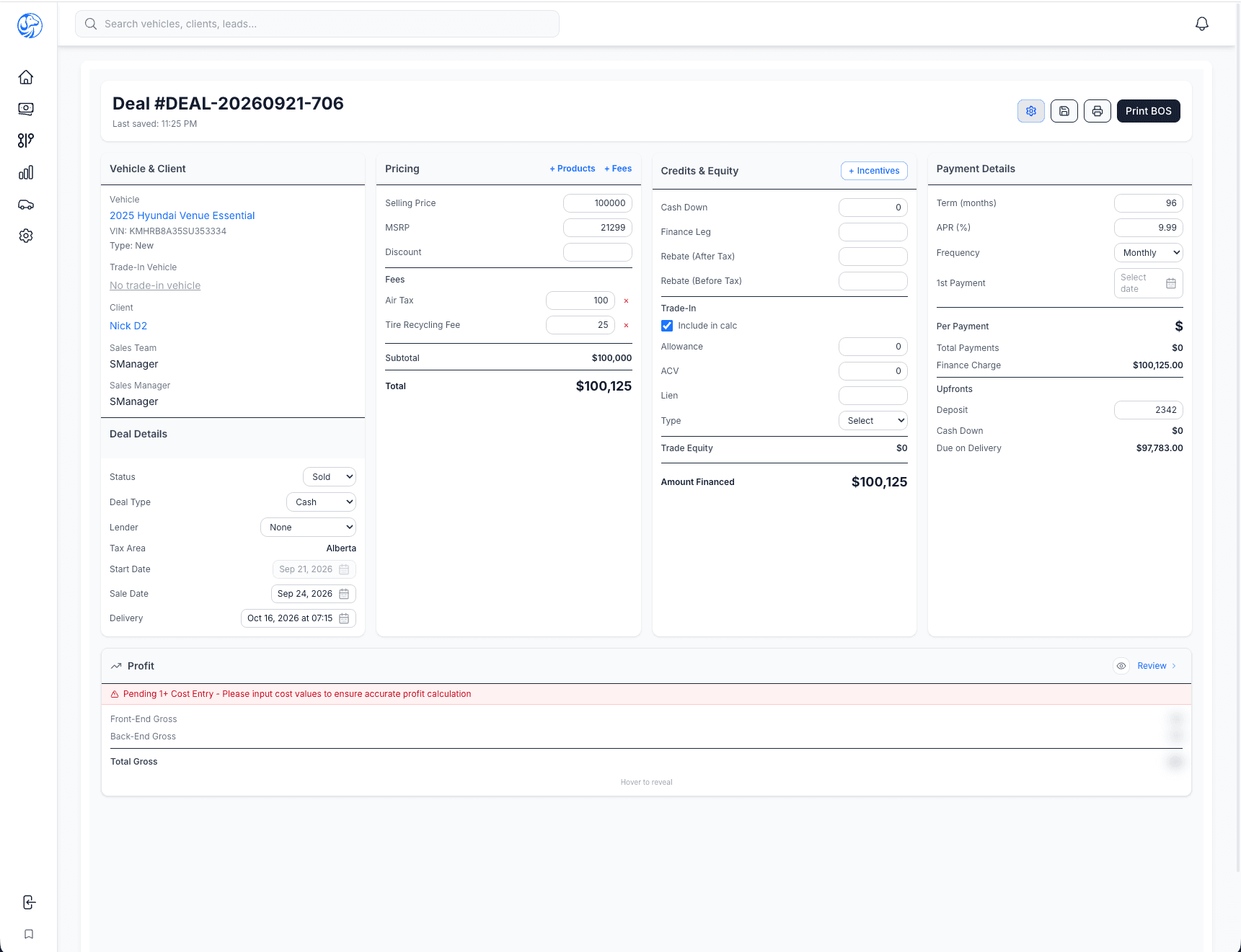 LeadHound deal screen with pricing, credits and payment details